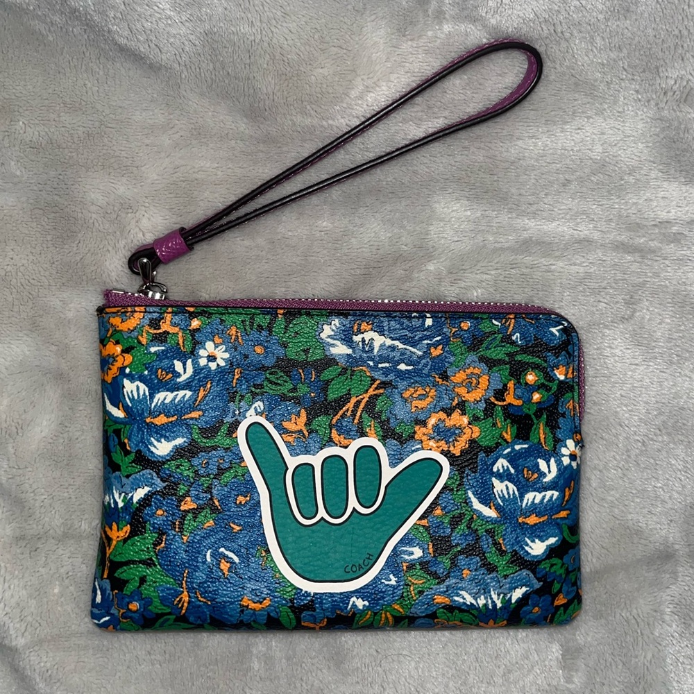 Coach Floral Shaka Aloha Leather Wristlet